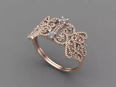 Womens Diamond Signet Ring Women Rings 3dmodels 3D print model 3D print model 63