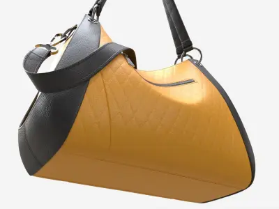 Women shoulder yellow leather bag 3D model