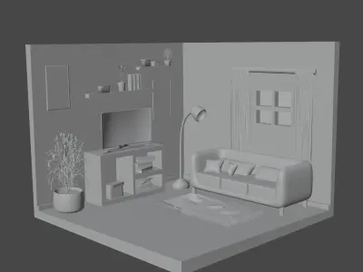 Living room 3D model 17