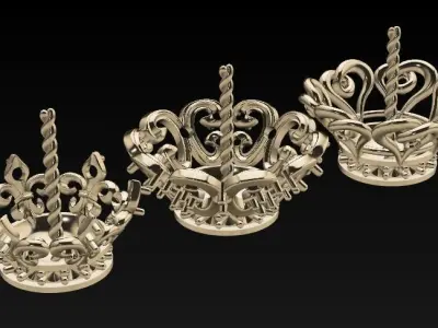 Queen crown pendant with pearl 3D print model