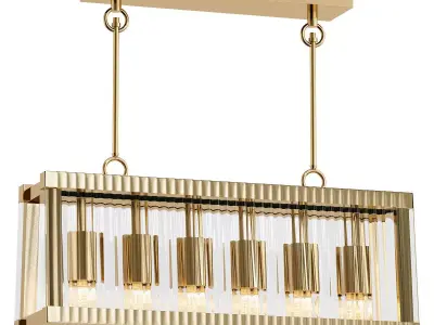hagar gold pendant light with clear glass shades 3D model