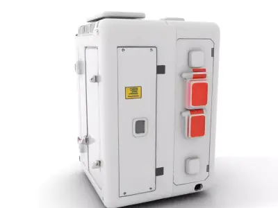 White Utility Box Model Pack with Red Indicators Low-poly 3D model