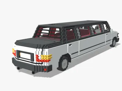 Voxel Limo Car Low-poly 3D model