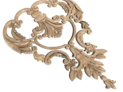 Cartouche-027 set of ornate carvings 3D model