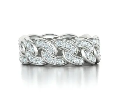 DIAMOND Cuban Link Heavy Chain Ring 9mm Wide 11US Size 3dmodel  3D print model