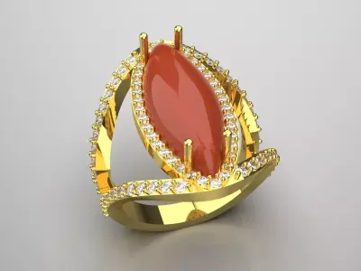 luxury woman jewelry ring jr00134 3D print model