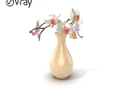 Elegant Orchid Vase model pack Low-poly 3D model