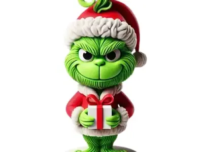 Christmas Grinch with Gift Sculpture 3D print model