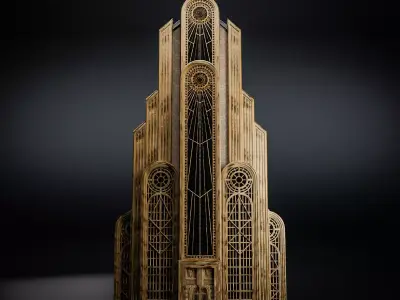 ART DECO SKYSCRAPER BUILDING 05 Low-poly 3D model