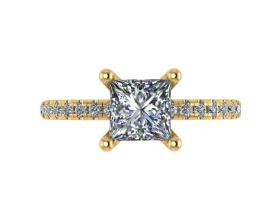 Princess solitaire Diamond ring 3D print model