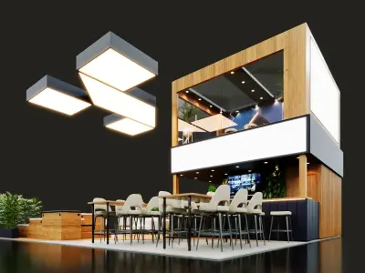 Exhibition Stand - 9m x 9m 3D model 3D model 3D model 3D model