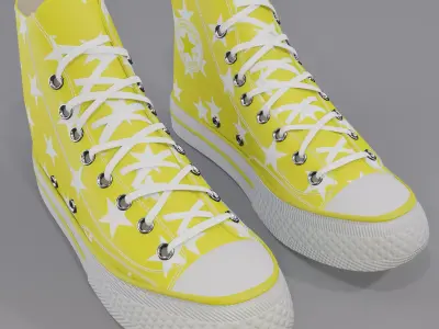 Basketball Leather Shoes Converse All Star Yellow Stars 3D model