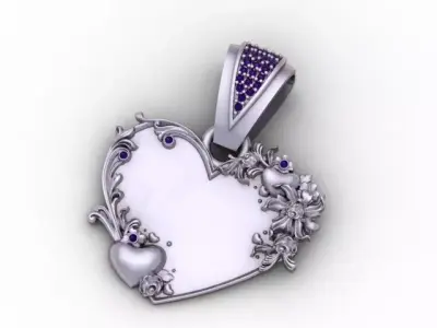 Eternal Bloom Heart Pendant Floral Luxury Romance Jewelry STL 3D print model