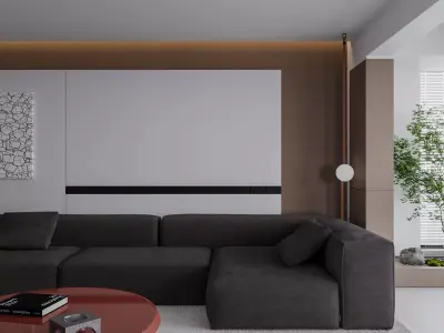 Modern living room dining room interior scenes  3D model 22