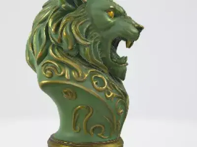 Decorative Lion Head Ornament 3D Asset 3D model