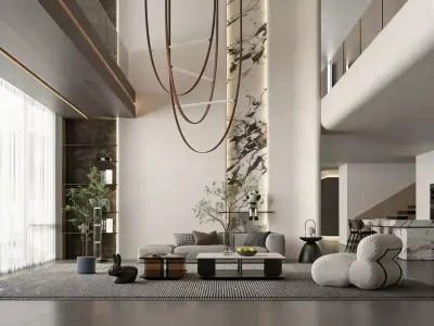 Modern Minimalist Living Room 3D model