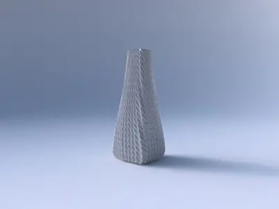 Vase puffy tipped triangle with bent extruded lines 2 3D print model purchase