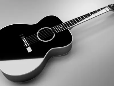 Acoustic Guitar Black high poly Free 3D model