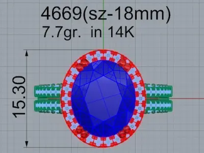 Oval Halo Ring 4669 3D print model