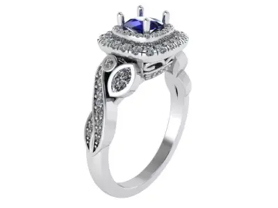 Square Halo Split Shank Ring 4019 3D print model