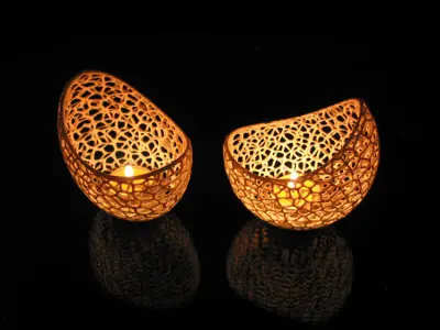 Filigree double wall tealight holder 3D print model