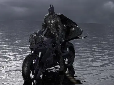 Batman with Bat Bike 3D model