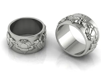 Jewelry Water Lily Ring Gold MK-078 3D print model
