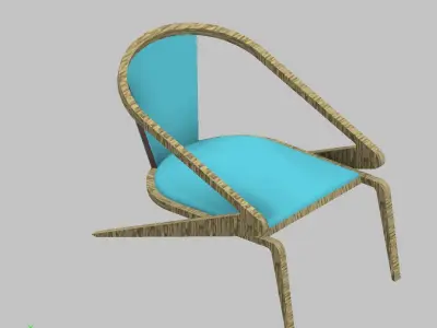 wooden designer chair with fabric cushion 3D print model
