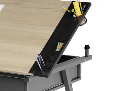 Reclining drawing table with gift chair Low-poly 3D model