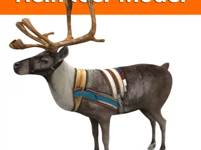 Reindeer model Game ready low poly 3D Low-poly 3D model