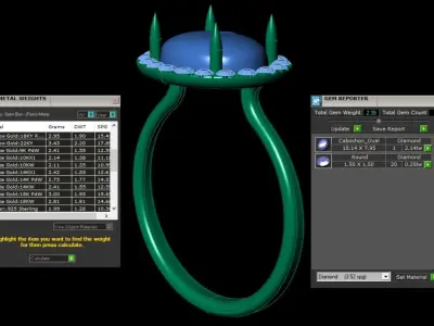 Opal White Cab Halo Diamond Ring 3D print model