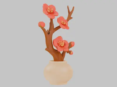 Cozy Armchair with Floral Design Low-poly 3D model