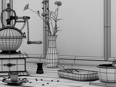 vintage collection old coffee grinder 3D model