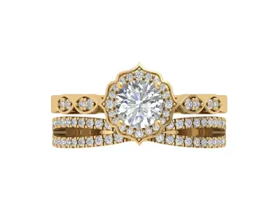  Solitair Ring Bridal Set 3D print model