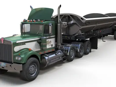 Kenworth W900A sidedump truck Low-poly 3D model