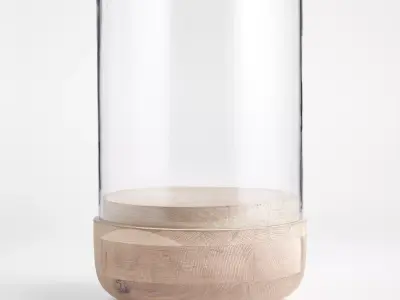 Candle holder made of wood and glass Free 3D model