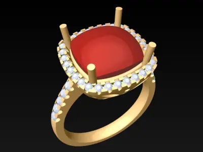 Square Stone Rings - Womens Rings - N417312 3D print model