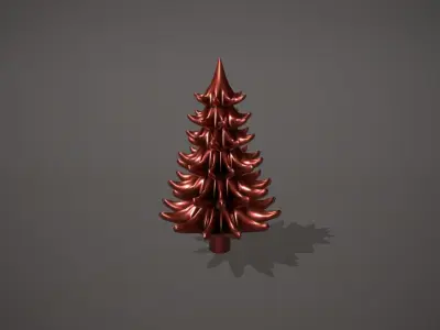 Red Metal Christmas Tree Ornament Low-poly 3D model