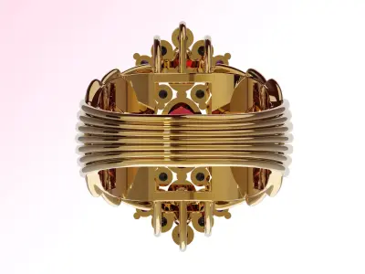 Gold Garnet  Ring for Women Halo Gemstone 3D print model