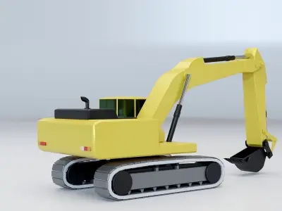 Hydraulic Excavator Lowpoly - Heavy Machinery Equipment Low-poly 3D model