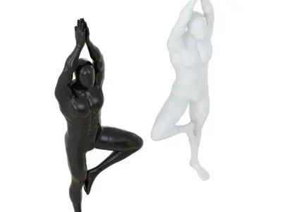 Male abstract mannequin stands in yoga pose 109 3D model