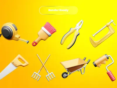 Labour Day 3d Illustration Icon Pack 3D model
