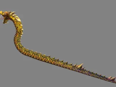 Golden Python - Venomous snake Low-poly 3D model