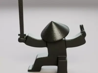 Samurai Figurines Low-poly 3D model