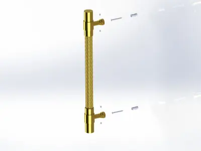 500mm Pull Handle With Technical Drawing and Montage Guide 3D model