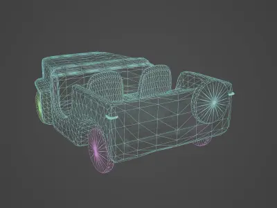 Vintage Wooden Toy Car Low-poly 3D model