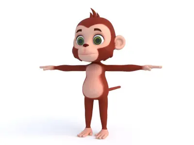 Cartoon Monkey 02 Low-poly 3D model