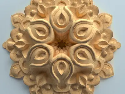 Architectural decorative rosette with carving in oriental style 3D model