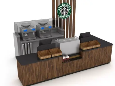 3d coffee shop 3D Low-poly 3D model