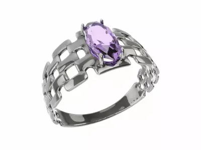 Silver Ring With Weave Pattern 3D model
